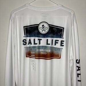 Salt Life SLX UVapor Mens XL Long Sleeve Fishing Shirt White UPF Long Sleeve NWT
